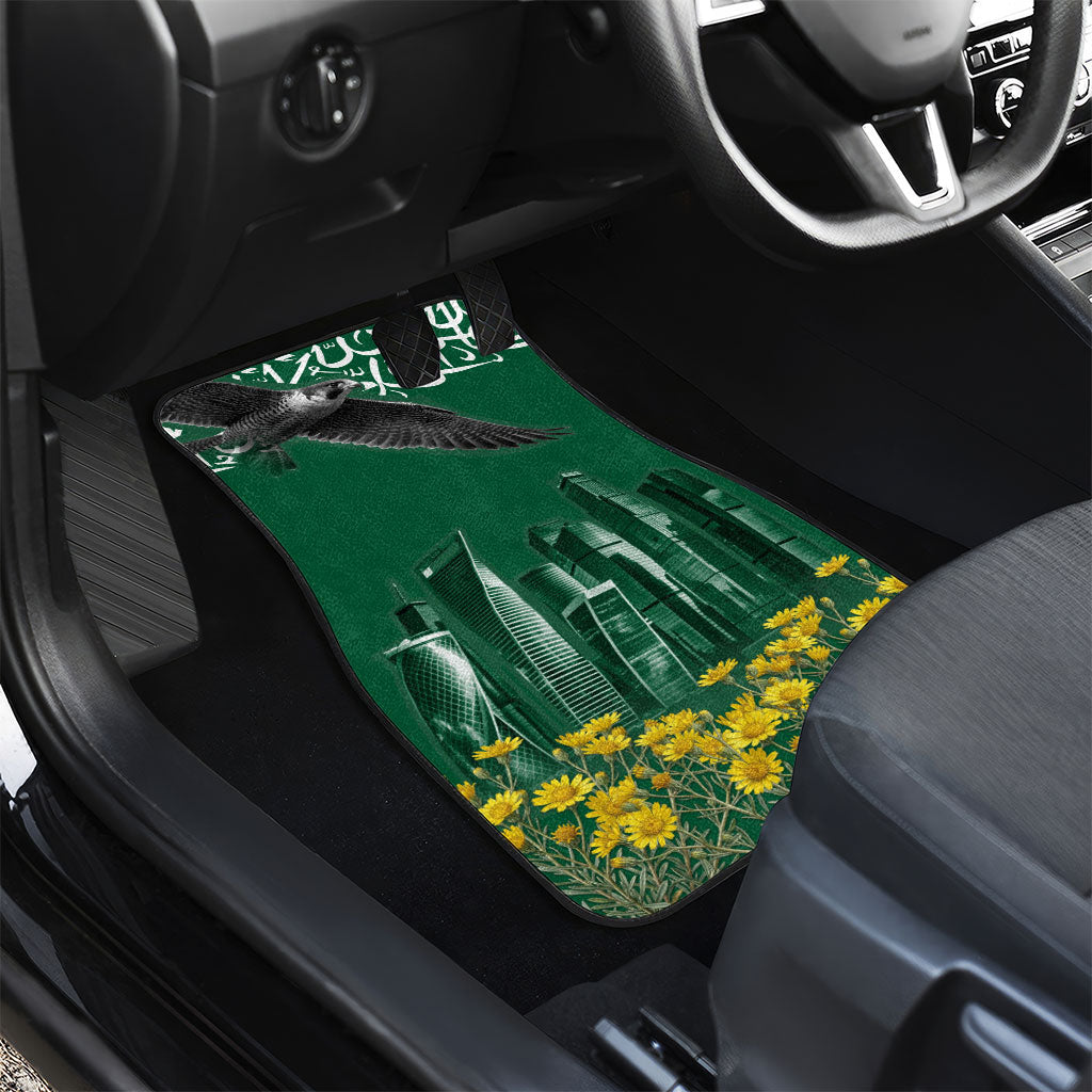 Saudi Arabia National Day Car Mats Falcon Skyline Arabic Calligraphy Cultural Pride