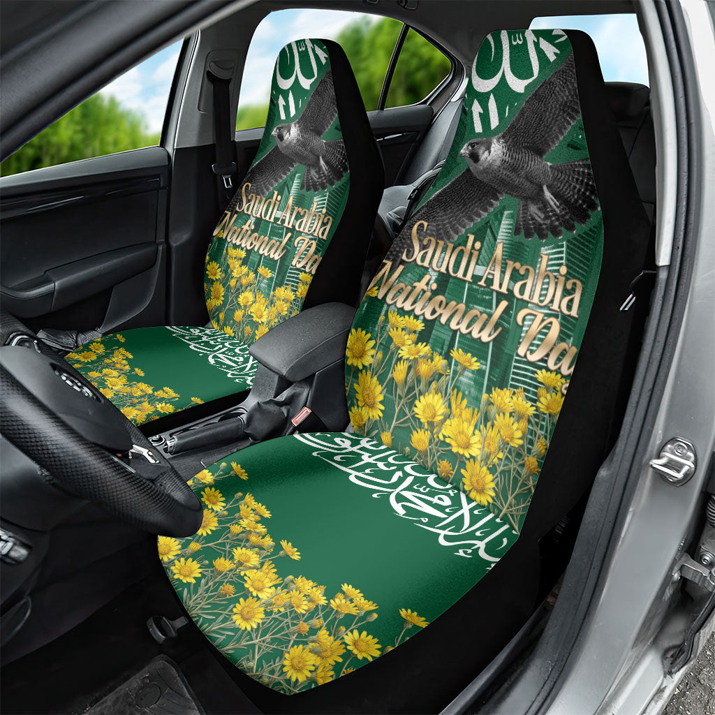 Saudi Arabia National Day Car Seat Cover Falcon Skyline Arabic Calligraphy Cultural Pride