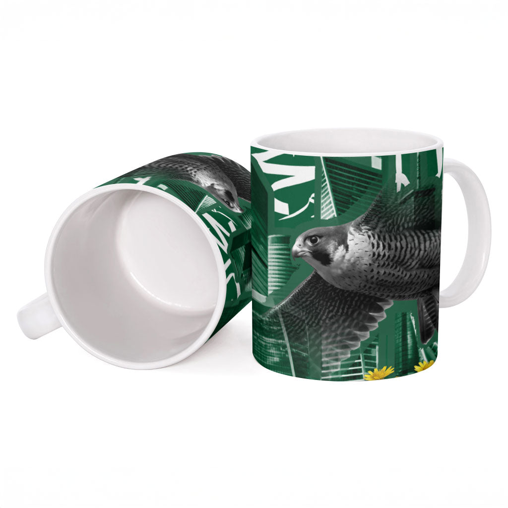 Saudi Arabia National Day Ceramic Mug Falcon Skyline Arabic Calligraphy Cultural Pride