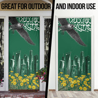 Saudi Arabia National Day Door Cover Falcon Skyline Arabic Calligraphy Cultural Pride