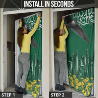 Saudi Arabia National Day Door Cover Falcon Skyline Arabic Calligraphy Cultural Pride