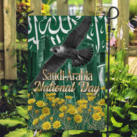 Saudi Arabia National Day Garden Flag Falcon Skyline Arabic Calligraphy Cultural Pride