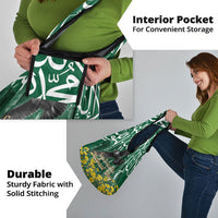 Saudi Arabia National Day Grocery Bag Falcon Skyline Arabic Calligraphy Cultural Pride