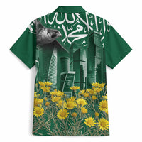 Saudi Arabia National Day Hawaiian Shirt Falcon Skyline Arabic Calligraphy Cultural Pride