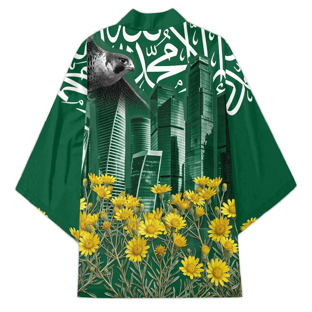 Saudi Arabia National Day Kimono Falcon Skyline Arabic Calligraphy Cultural Pride