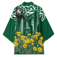 Saudi Arabia National Day Kimono Falcon Skyline Arabic Calligraphy Cultural Pride
