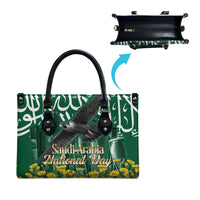 Saudi Arabia National Day Leather Bag Falcon Skyline Arabic Calligraphy Cultural Pride