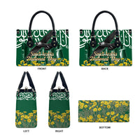 Saudi Arabia National Day Leather Bag Falcon Skyline Arabic Calligraphy Cultural Pride