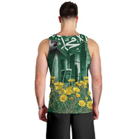 Saudi Arabia National Day Men Tank Top Falcon Skyline Arabic Calligraphy Cultural Pride