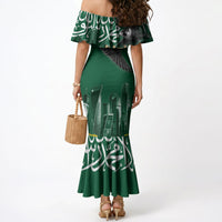 Saudi Arabia National Day Mermaid Dress Falcon Skyline Arabic Calligraphy Cultural Pride
