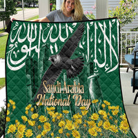 Saudi Arabia National Day Quilt Falcon Skyline Arabic Calligraphy Cultural Pride