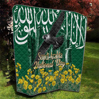 Saudi Arabia National Day Quilt Falcon Skyline Arabic Calligraphy Cultural Pride