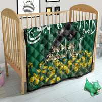 Saudi Arabia National Day Quilt Falcon Skyline Arabic Calligraphy Cultural Pride