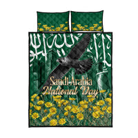 Saudi Arabia National Day Quilt Bed Set Falcon Skyline Arabic Calligraphy Cultural Pride