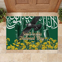 Saudi Arabia National Day Rubber Doormat Falcon Skyline Arabic Calligraphy Cultural Pride