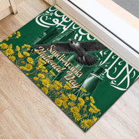 Saudi Arabia National Day Rubber Doormat Falcon Skyline Arabic Calligraphy Cultural Pride