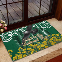 Saudi Arabia National Day Rubber Doormat Falcon Skyline Arabic Calligraphy Cultural Pride