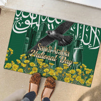 Saudi Arabia National Day Rubber Doormat Falcon Skyline Arabic Calligraphy Cultural Pride