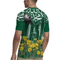 Saudi Arabia National Day Rugby Jersey Falcon Skyline Arabic Calligraphy Cultural Pride