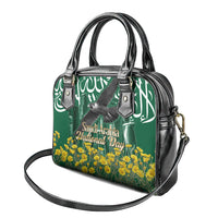 Saudi Arabia National Day Shoulder Handbag Falcon Skyline Arabic Calligraphy Cultural Pride