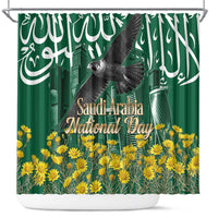 Saudi Arabia National Day Shower Curtain Falcon Skyline Arabic Calligraphy Cultural Pride