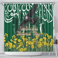 Saudi Arabia National Day Shower Curtain Falcon Skyline Arabic Calligraphy Cultural Pride