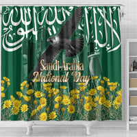 Saudi Arabia National Day Shower Curtain Falcon Skyline Arabic Calligraphy Cultural Pride