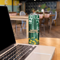 Saudi Arabia National Day Skinny Tumbler Falcon Skyline Arabic Calligraphy Cultural Pride