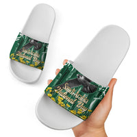 Saudi Arabia National Day Slide Sandals Falcon Skyline Arabic Calligraphy Cultural Pride
