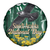 Saudi Arabia National Day Spare Tire Cover Falcon Skyline Arabic Calligraphy Cultural Pride