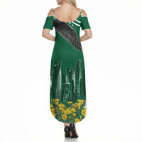 Saudi Arabia National Day Summer Maxi Dress Falcon Skyline Arabic Calligraphy Cultural Pride