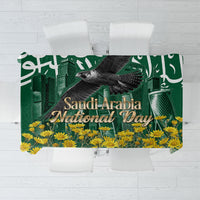Saudi Arabia National Day Tablecloth Falcon Skyline Arabic Calligraphy Cultural Pride