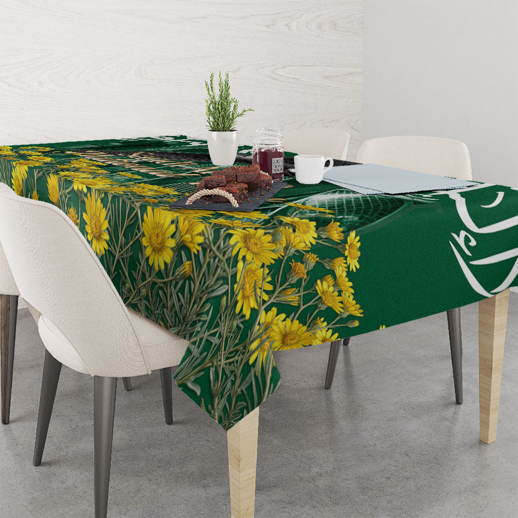 Saudi Arabia National Day Tablecloth Falcon Skyline Arabic Calligraphy Cultural Pride