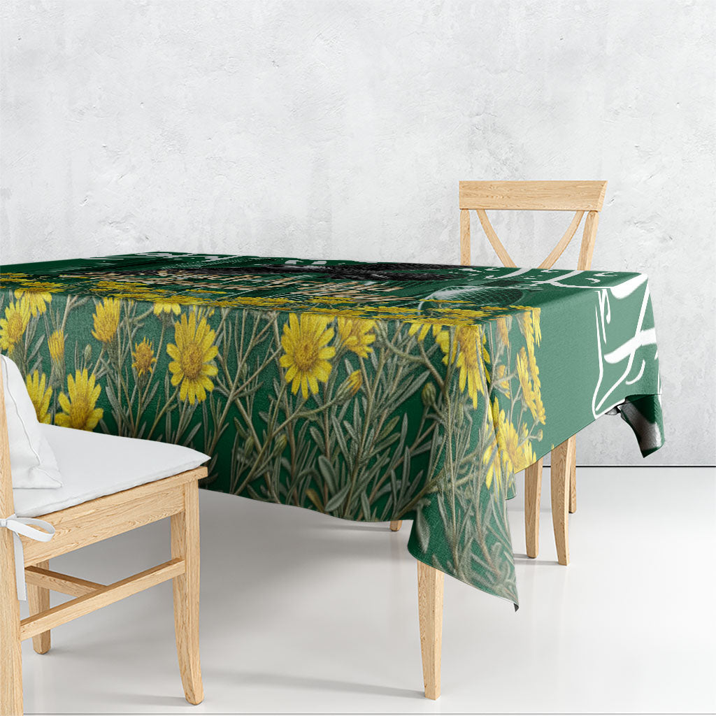 Saudi Arabia National Day Tablecloth Falcon Skyline Arabic Calligraphy Cultural Pride