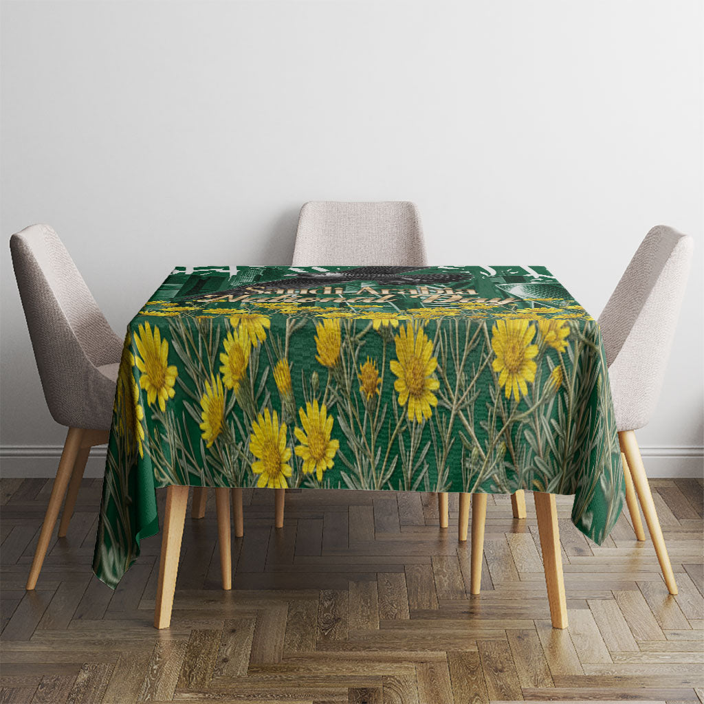 Saudi Arabia National Day Tablecloth Falcon Skyline Arabic Calligraphy Cultural Pride
