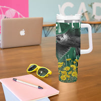 Saudi Arabia National Day Tumbler With Handle Falcon Skyline Arabic Calligraphy Cultural Pride