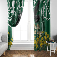 Saudi Arabia National Day Window Curtain Falcon Skyline Arabic Calligraphy Cultural Pride