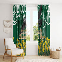 Saudi Arabia National Day Window Curtain Falcon Skyline Arabic Calligraphy Cultural Pride