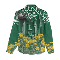 Saudi Arabia National Day Women Casual Shirt Falcon Skyline Arabic Calligraphy Cultural Pride