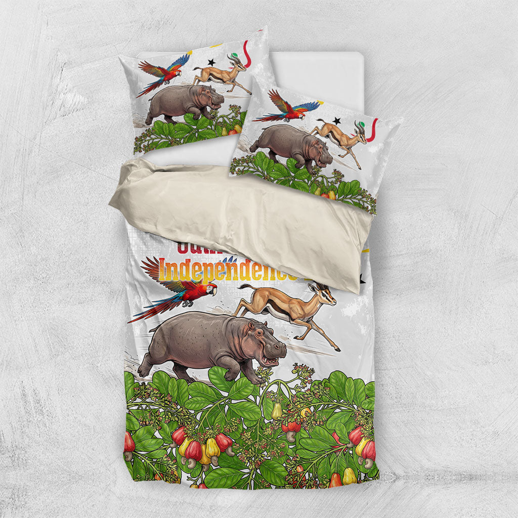 Guinea-Bissau Independence Day Bedding Set African Wildlife Cashew Harvest Cultural Pride