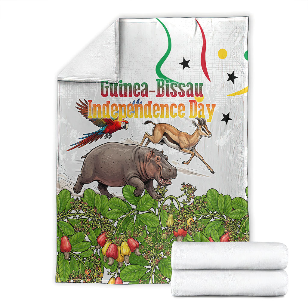 Guinea-Bissau Independence Day Blanket African Wildlife Cashew Harvest Cultural Pride