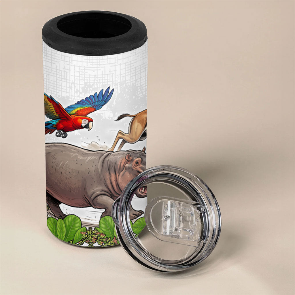 Guinea-Bissau Independence Day 4 in 1 Can Cooler Tumbler African Wildlife Cashew Harvest Cultural Pride