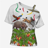 Guinea-Bissau Independence Day Cross Shoulder Shirt African Wildlife Cashew Harvest Cultural Pride