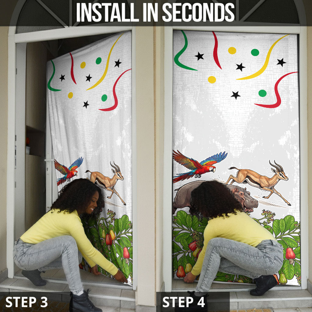 Guinea-Bissau Independence Day Door Cover African Wildlife Cashew Harvest Cultural Pride