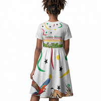 Guinea-Bissau Independence Day Kid Short Sleeve Dress African Wildlife Cashew Harvest Cultural Pride