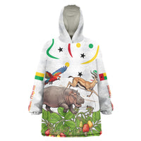 Guinea-Bissau Independence Day Kid Wearable Blanket Hoodie African Wildlife Cashew Harvest Cultural Pride