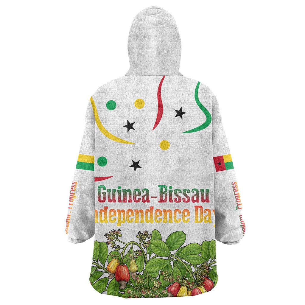 Guinea-Bissau Independence Day Kid Wearable Blanket Hoodie African Wildlife Cashew Harvest Cultural Pride