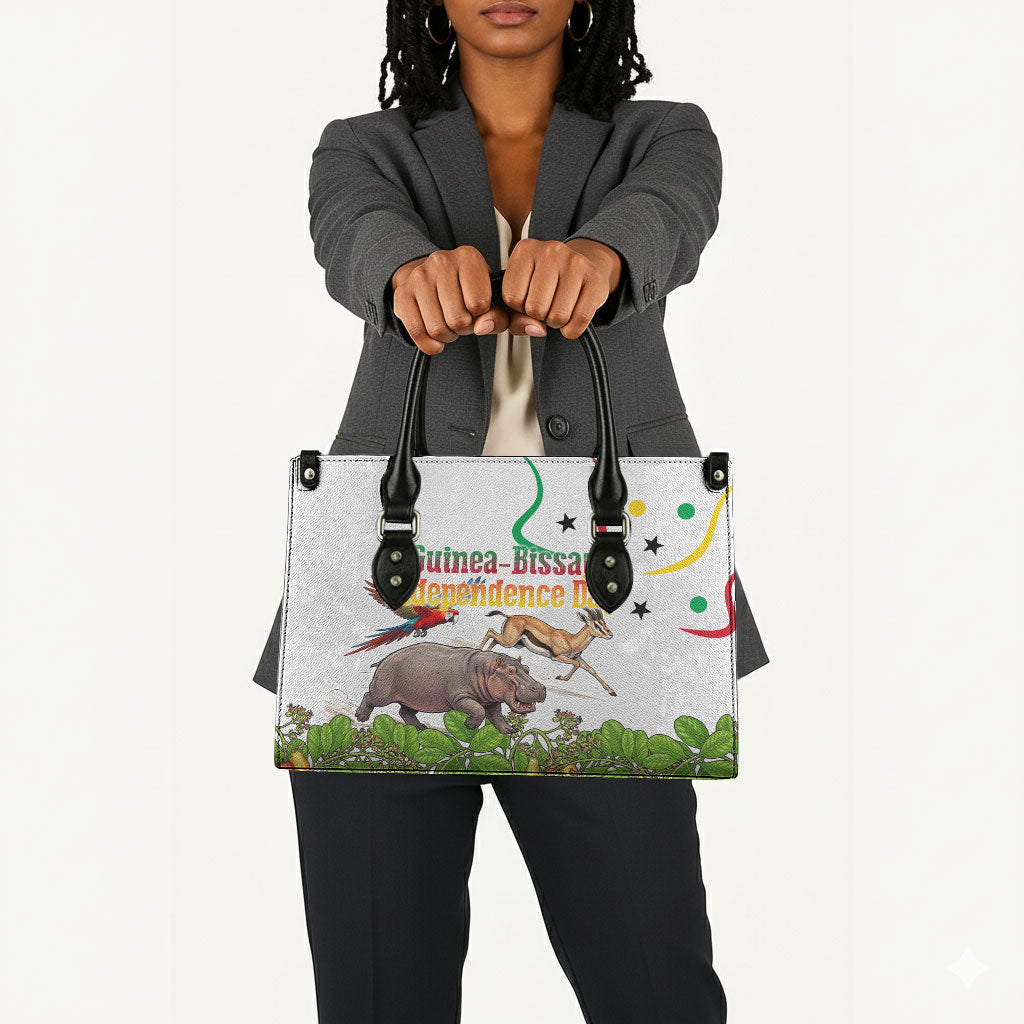 Guinea-Bissau Independence Day Leather Bag African Wildlife Cashew Harvest Cultural Pride