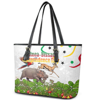 Guinea-Bissau Independence Day Leather Tote Bag African Wildlife Cashew Harvest Cultural Pride