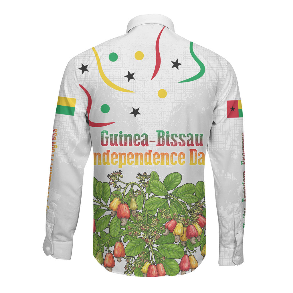 Guinea-Bissau Independence Day Long Sleeve Button Shirt African Wildlife Cashew Harvest Cultural Pride